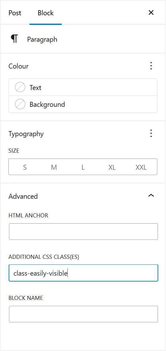Hiding block help texts makes room for more fields in the block inspector pane.